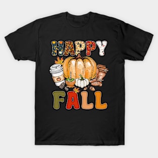 Happy Fall Y'all Autumn Halloween Pumpkin Spice Latte T-Shirt